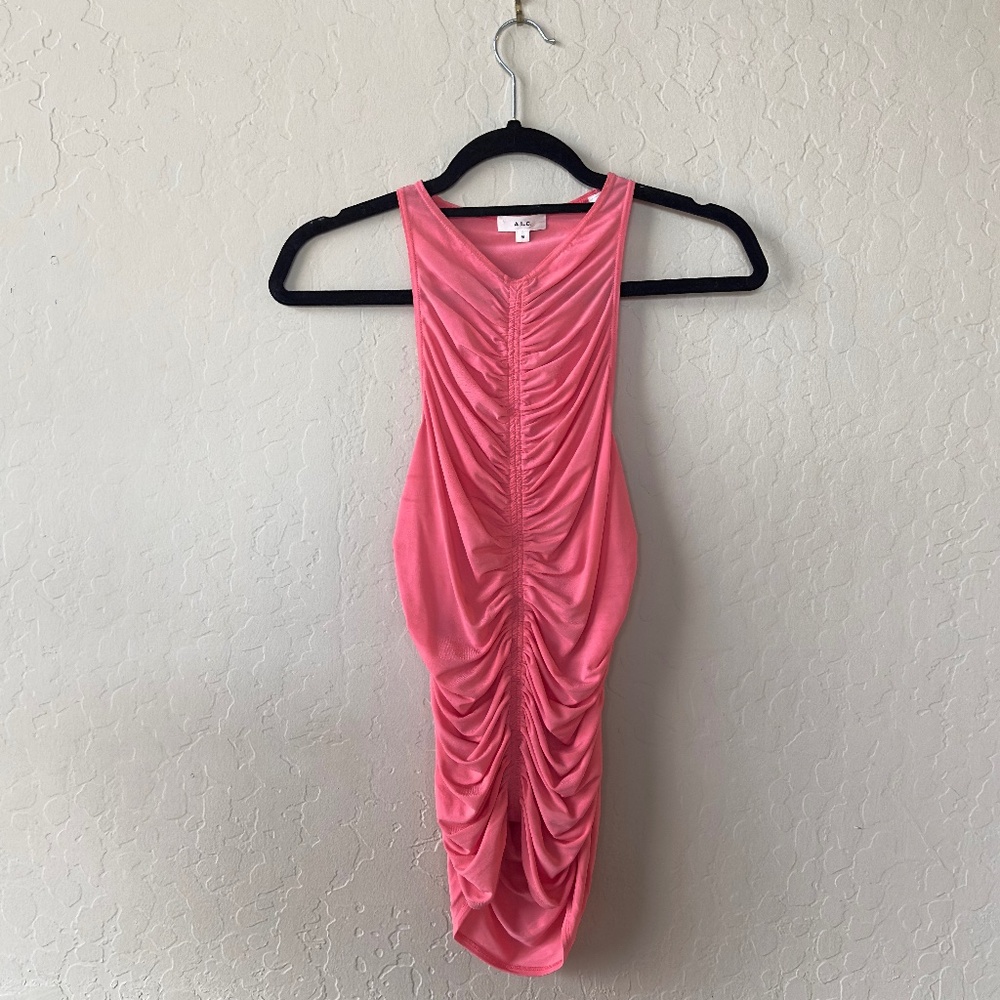 A.L.C. Adley Top - Coral Pink - Ruched Front - Size M - Designer